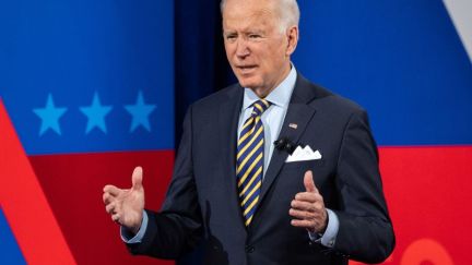 President Joe Biden at town hall in Pabst Theater in Milwaukee, Wisconsin.