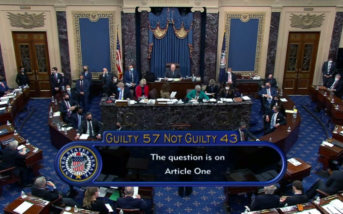 A shot of the Senate chamber after the vote to acquit Donald Trump.