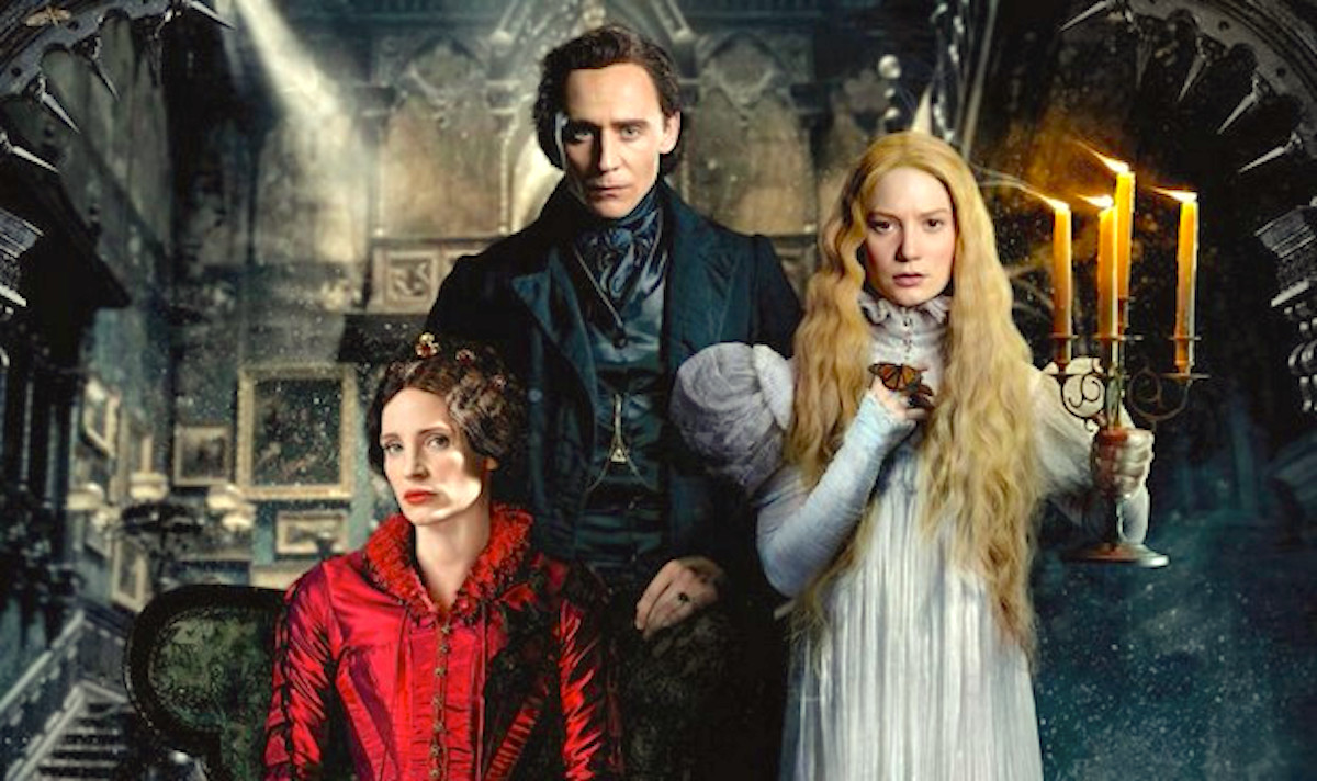 Tom Hiddleson, Jessica Chastain and Mia Mia Wasikowska star in crimson peak