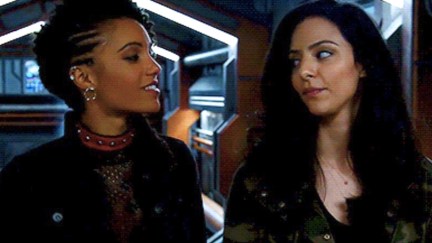 Zari and Charlie gazing at each other on The CW's Legends of Tomorrow.