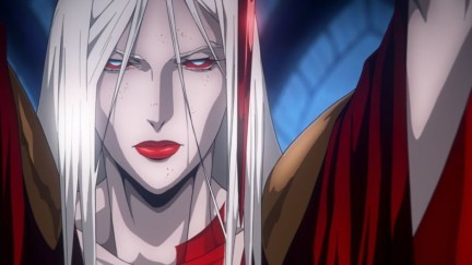 Closeup on Carmilla's face in Netflix's Castlevania season 4.