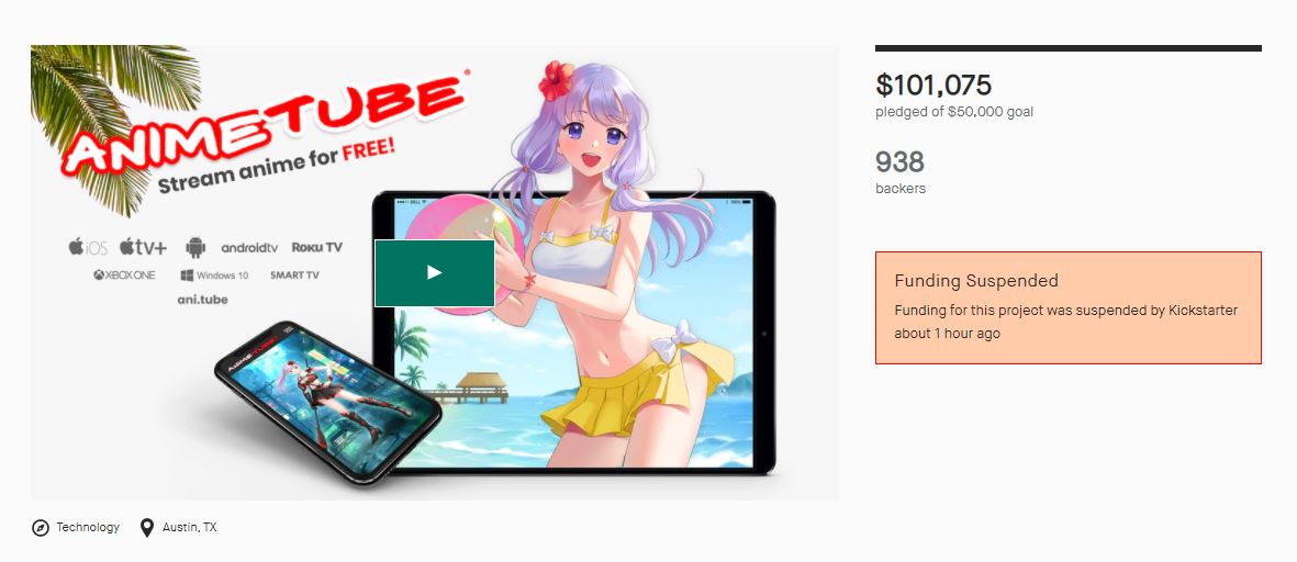 The Anime Tube Kickstarter Rightfully Goes Down the Tube - TheOASG