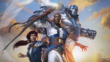 Three of the leads from: JUMPSTART: HISTORIC HORIZONS for MTG, Tefari the Obama of Magic, Karn the golem groot, and Jhoira, ageless pirate lady badass.