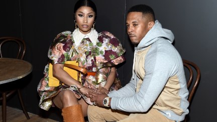 NEW YORK, NEW YORK - FEBRUARY 12: Nicki Minaj and Kenneth Petty attend the Marc Jacobs Fall 2020 runway show during New York Fashion Week on February 12, 2020 in New York City. (Photo by Jamie McCarthy/Getty Images for Marc Jacobs)