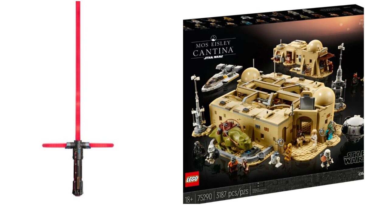 kylo ren lightsaber and lego mos eisley cantina