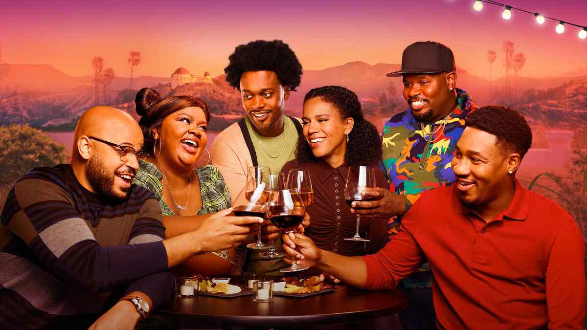 Justin Cunningham, Nicole Byer, Echo Kellum, Grasie Mercedes, Carl Tart, and Aaron Jennings in 'Grand Crew'