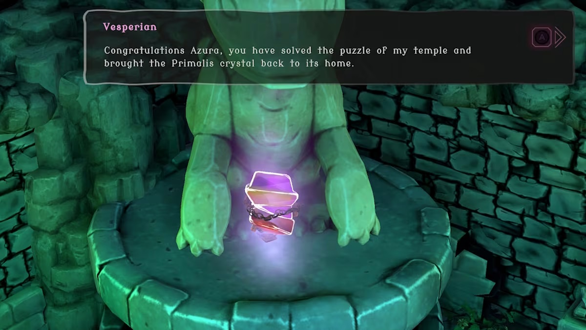 A screenshot from the video game "Azura's Crystals"