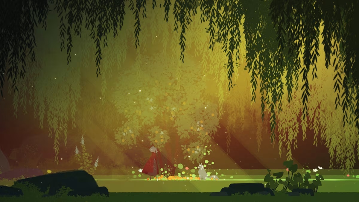 A screenshot from the video game "Neva"