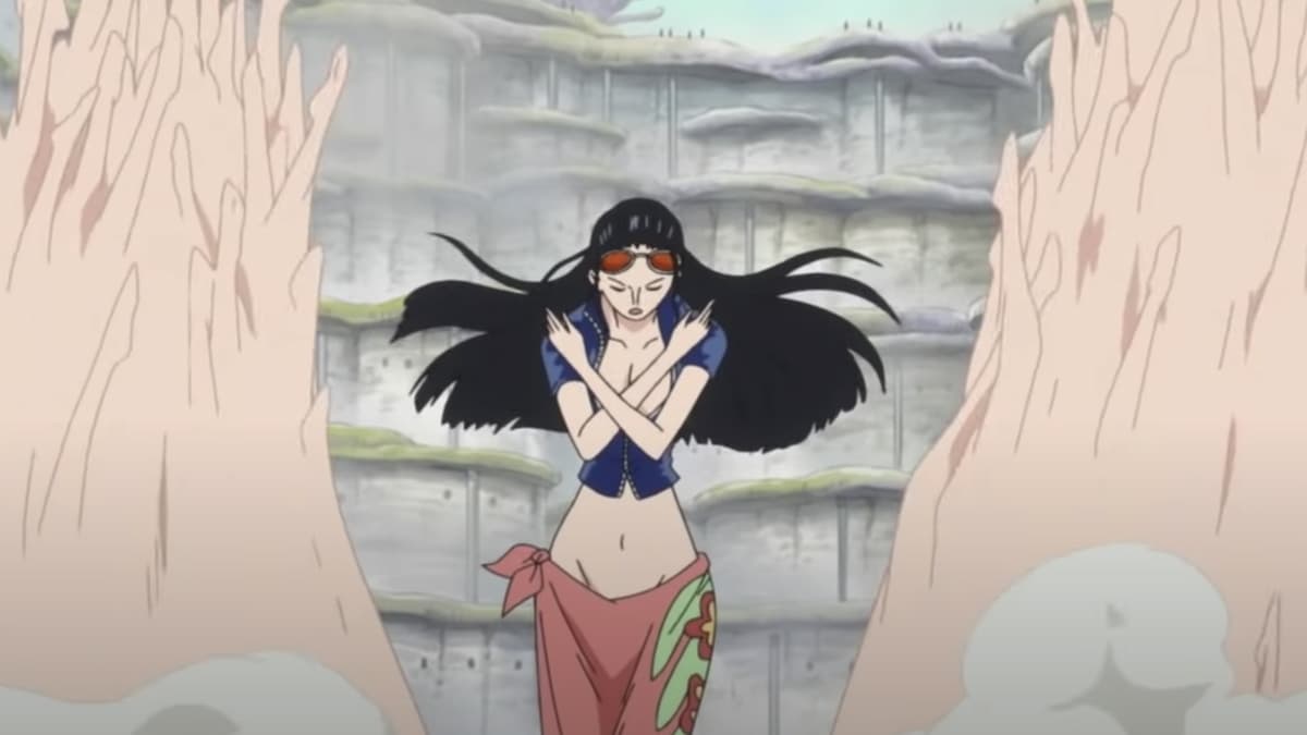 Nico Robin using her devil fruit powers in One Piece