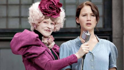 Katniss Everdeen and Effie Trinket at the reaping.