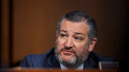 Ted Cruz scowls from his desk in the Senate