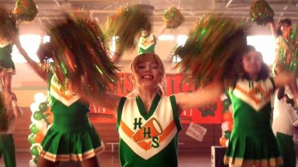 Chrissy with her fellow cheerleaders in Stranger Things