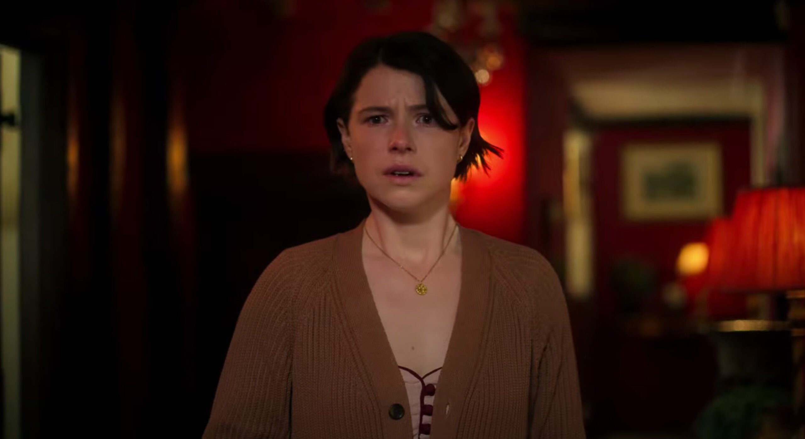 Jessie Buckley looking terrified in Men