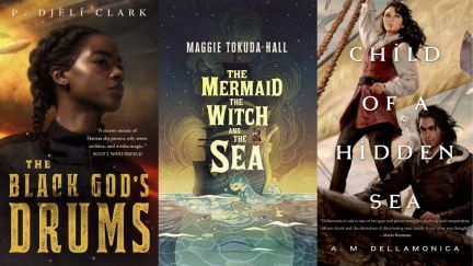 Three pirate books. Image: Tordotcom, Candlewick Press, and St. Martin’s Press.