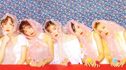 The five members of K-Pop group Red Velvet, Irene, Seulgi, Wendy, Joy and Yeri, during the promotional photoshoot for their Japanese release Sappy