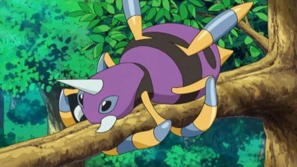 Shiny Ariados in Pokémon anime.