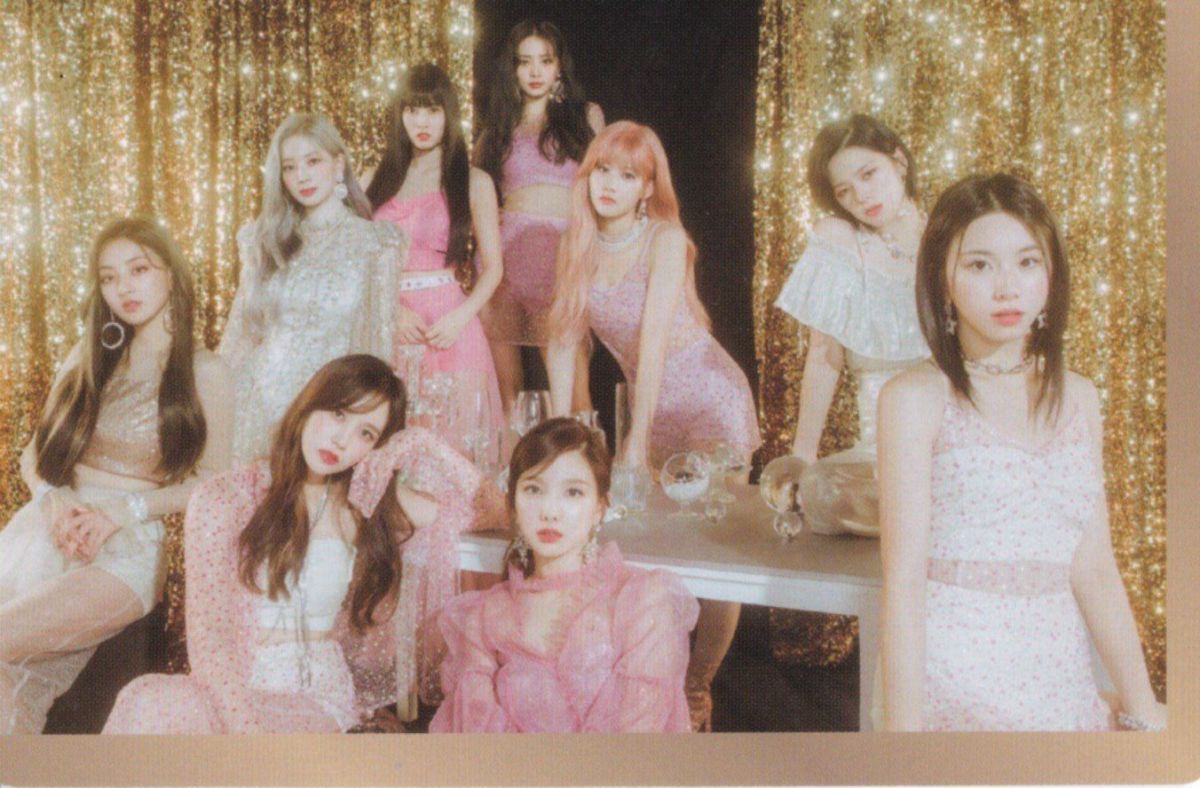 The nine members of K-Pop Girl Group TWICE during the promotions for their Feel Special album