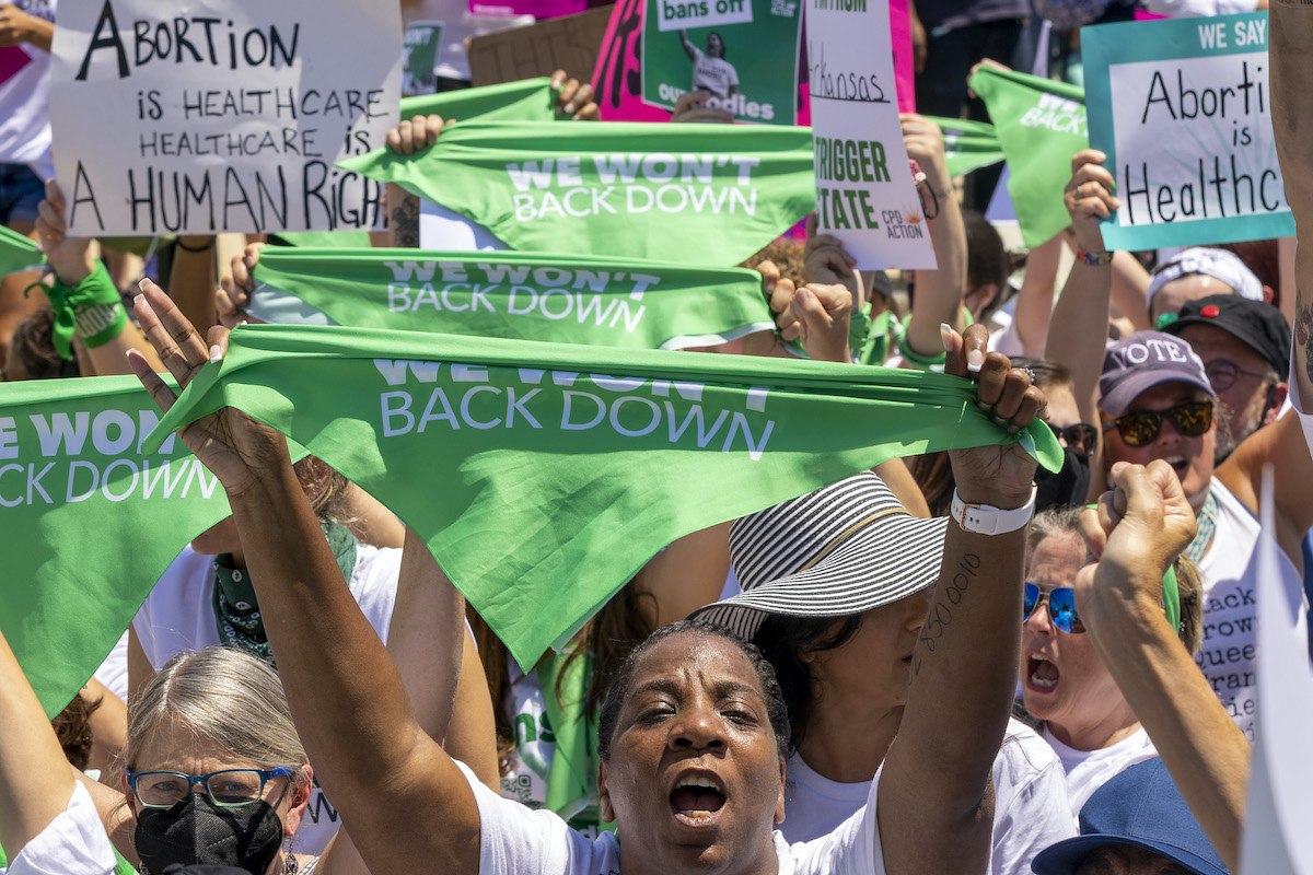 Abortion rights activists protest outside