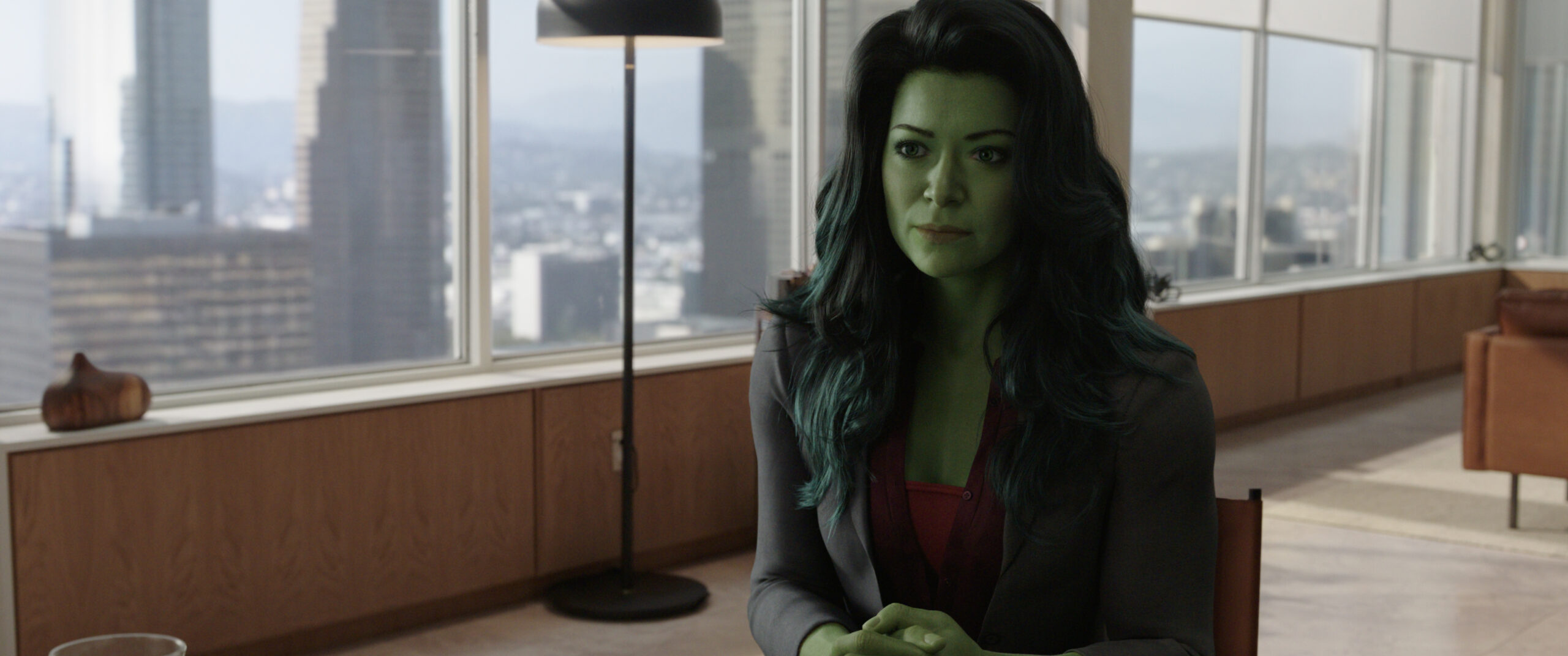 Tatiana Maslany as Jennifer "Jen" Walters/She-Hulk in Marvel Studios' She-Hulk: Attorney at Law.