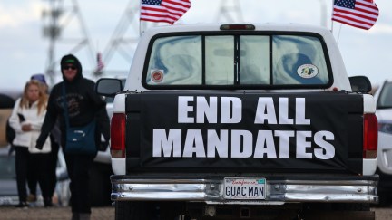 The back of a pickup truck has 