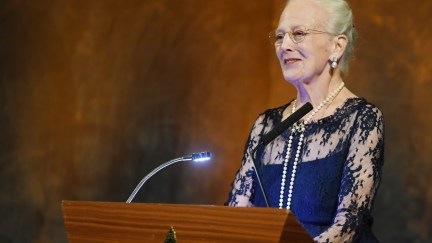 OSLO, NORWAY- SEPTEMBER 26: Queen Margrethe of Denmark speaks as the recipient of this year's Nordic Association's Language Award on September 26, 2022 in Oslo, Norway. (Photo by Rune Hellestad/Getty Images)