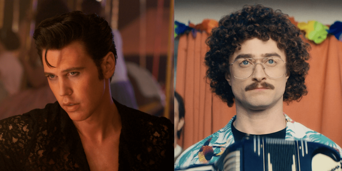 Left: Austin Butler as Elvis, Right: Daniel Radcliffe as Weird Al Yankovic