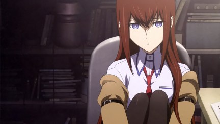 Makise Kurisu from Steins;Gate looking shy