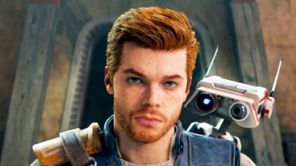 Cameron Monaghan as Cal Kestis with BD-1 in Star Wars Jedi: Survivor