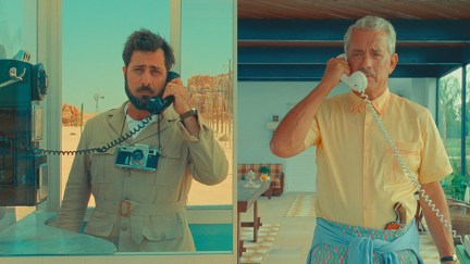 Jason Schwartzman and Tom Hanks on the phone in Asteroid City