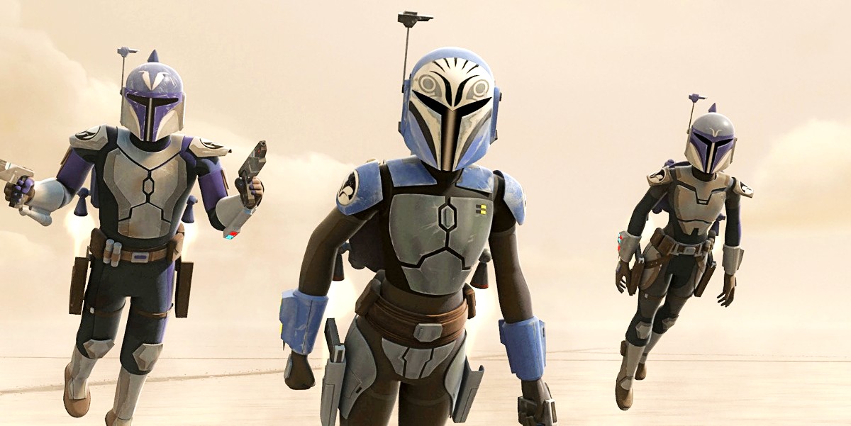 Katee Sackhoff as Bo-Katan Kryze with the Nite Owls in Star WarsL The Clone Wars