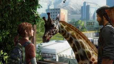 Joel and Ellie meet monsieur giraffe in the original Last of Us game.