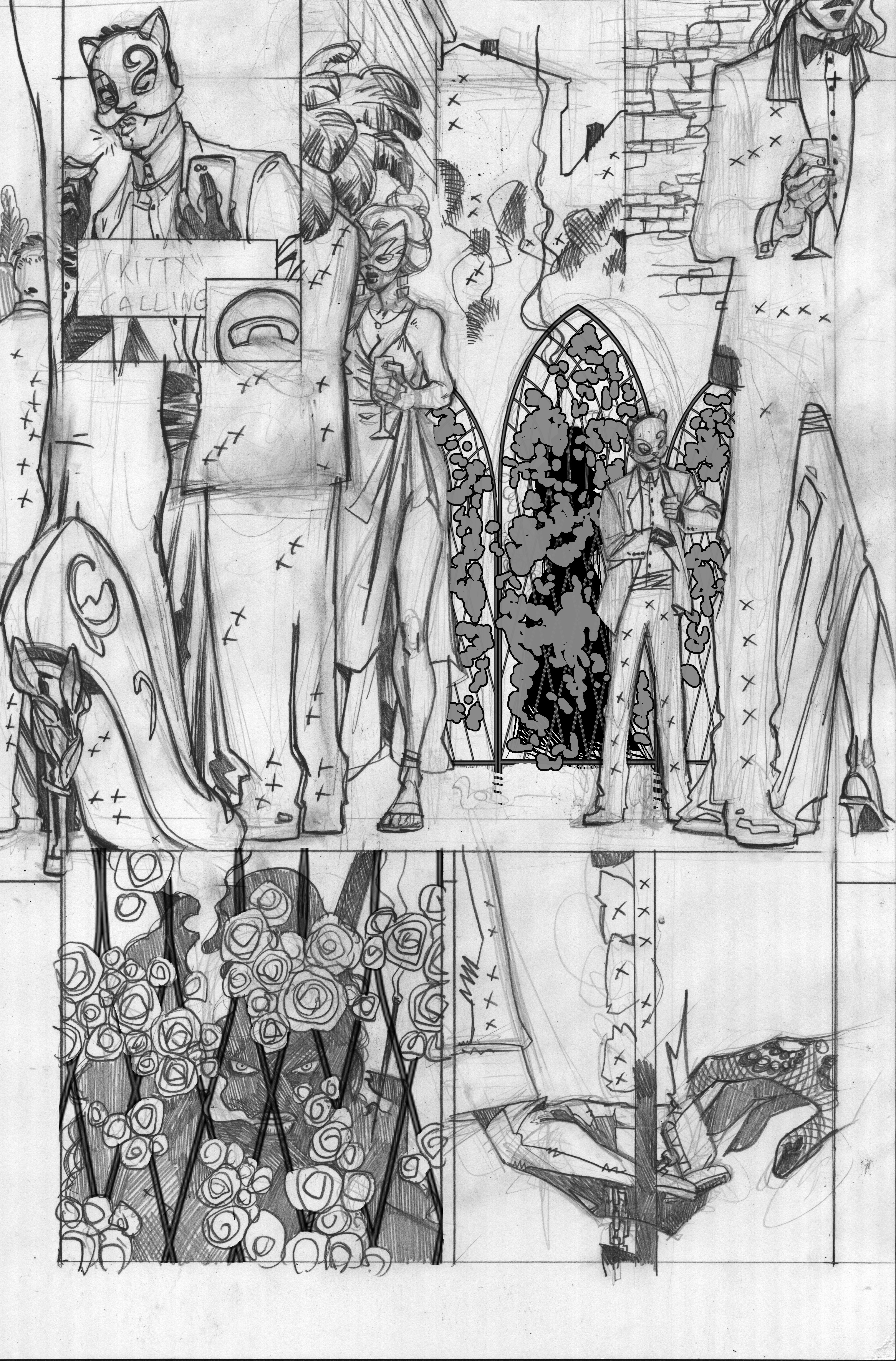 Cat Fight Page 6 Pencil