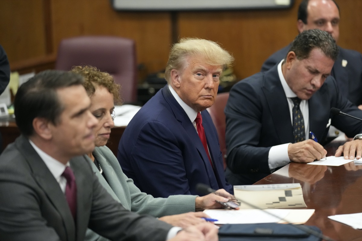 Donald Trump appears in Manhattan court to face indictment charges on April 4, 2023