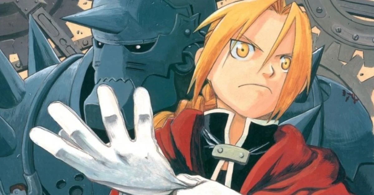 Brothers Edward and Alphonse Elric in a panel from Fullmetal Alchemist by mangaka Hiromu Awakawa