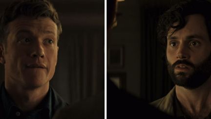 Rhys and Joe staring at each other pretty intensely in You season 4 part 2