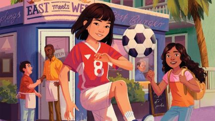 Image of MC playing soccer on the cover of Kelly's Yangs 'Key Player: A Front Desk Novel'