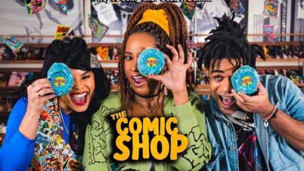 Promotional image for 'The Comic Shop.' The top of the image has the tagline 