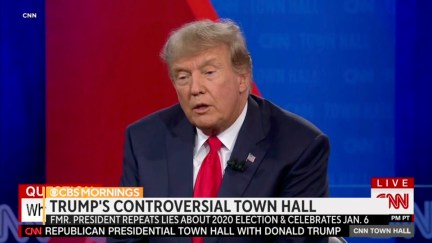 Donald Trump lying at his CNN town hall.