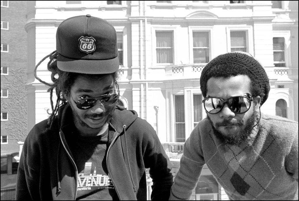 Dr Know and Darryl Jenifer of Bad Brains at Lancaster Gate Hotel, London, 8 May 1987.