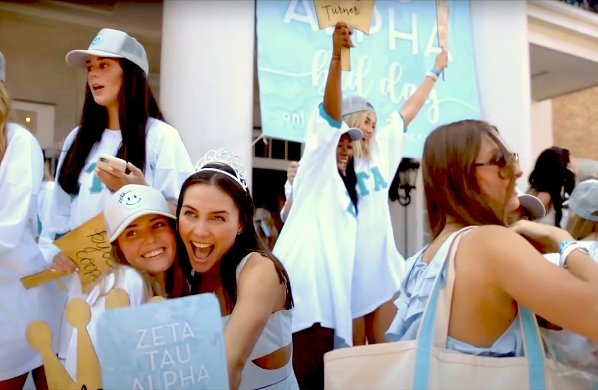 Bama Rush documentary trailer still of a celebratory crowd of women in a sorority.