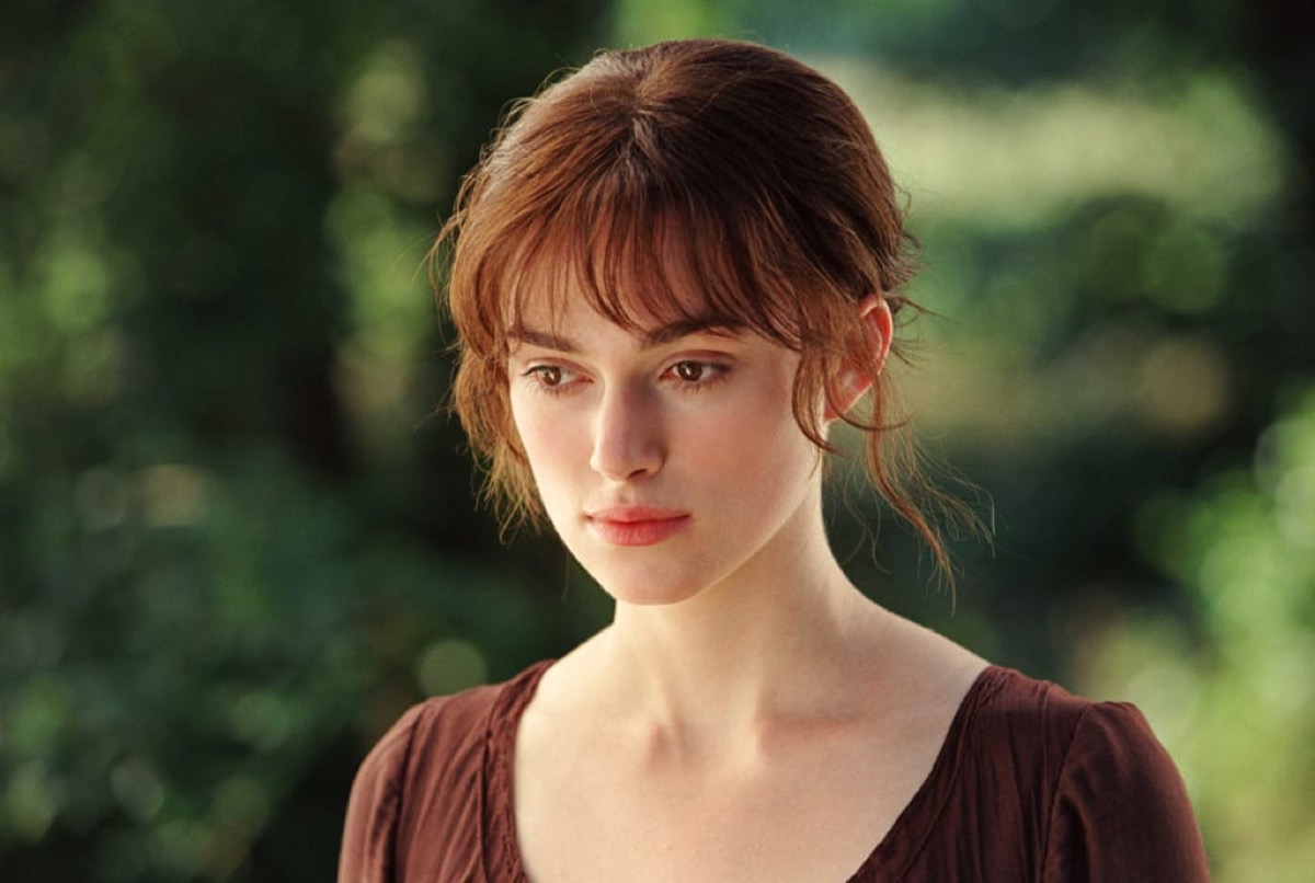 Keira Knightley as Elizabeth Bennett in Pride and Prejudice.