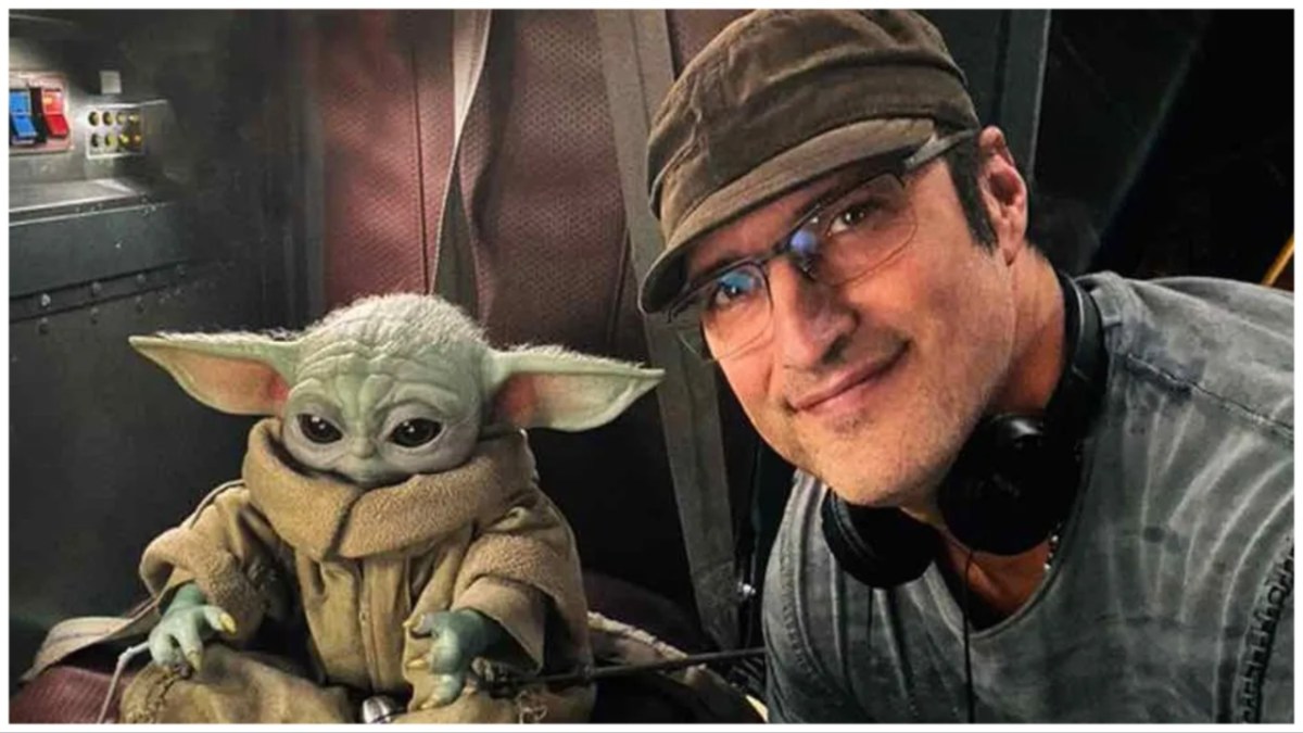 Director Robert Rodriguez with Grogu/baby Yoda puppet from 'The Mandalorian.'