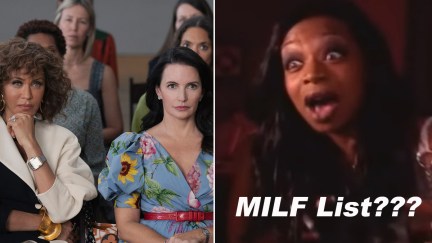 Nicole Ari Parker and Kristin Davis in 'And Just Like That' season 2, episode 3, opposite a Tiffany Pollard meme with the caption 