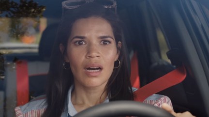 A close up of America Ferrera as Gloria in 'Barbie'