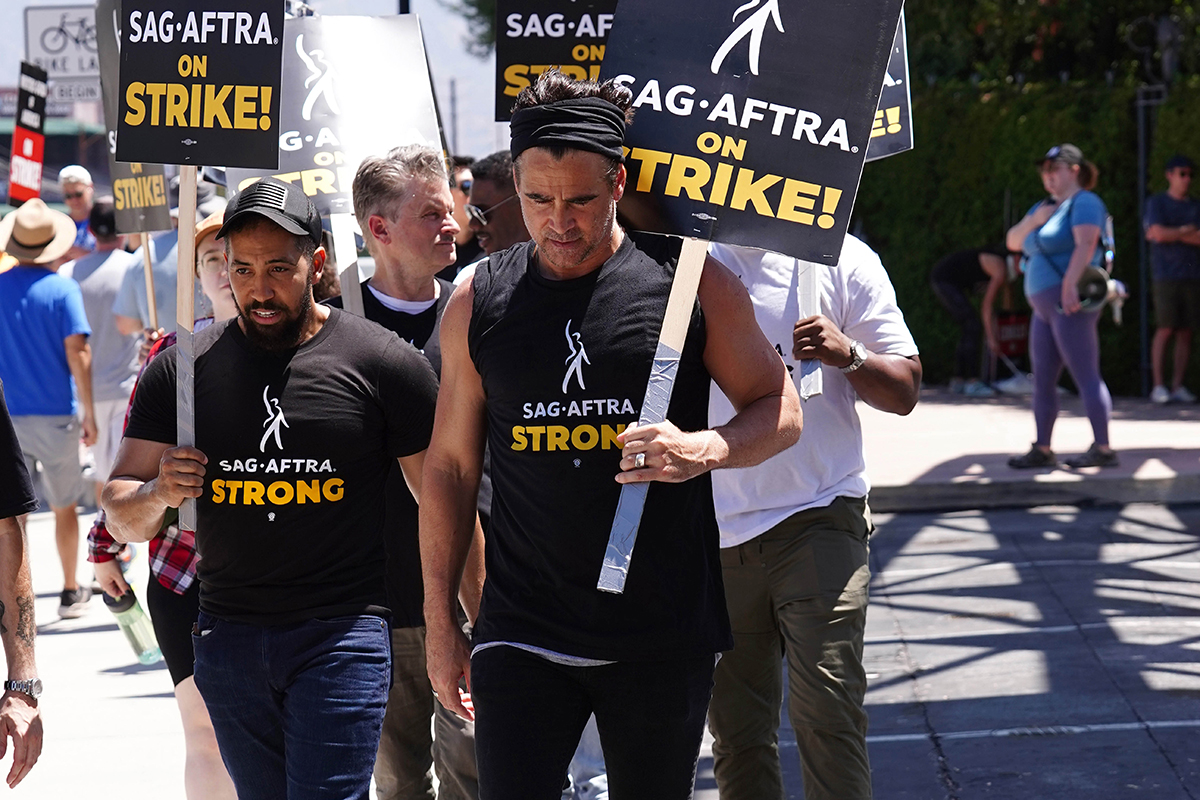 Colin Farrell at the picket line