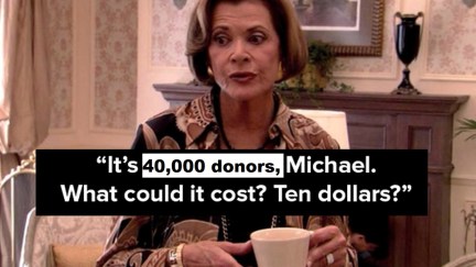 Screengrab of Lucille Bluth from Arrested Development, with text reading 