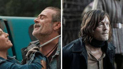 Left to right: Lauren Cohan as Maggie Greene and Jeffrey Dean Morgan as Negan Smith in The Walking Dead: Dead City. Norman Reedus as Daryl Dixon in The Walking Dead: Daryl Dixon