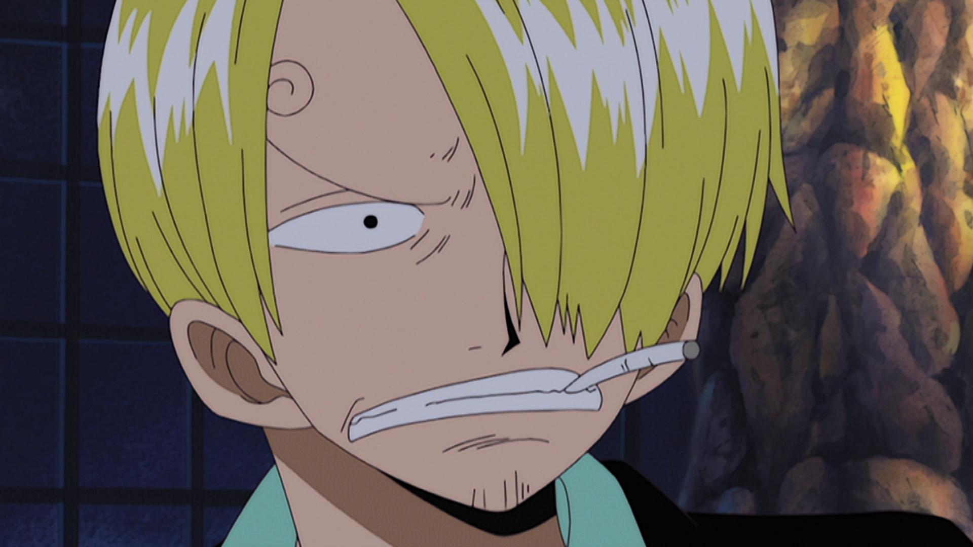 Sanji looking irritated in One Piece