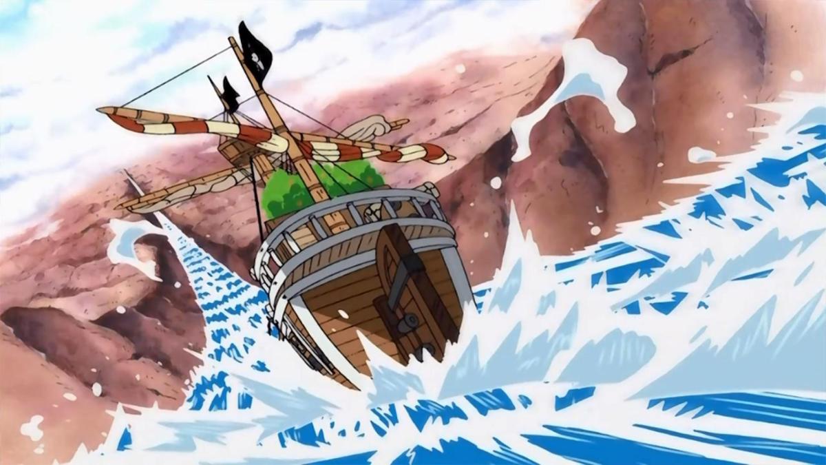 The going merry plows through the waves in one piece