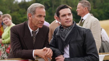 Robson Green as Geordie Keating and Tom Brittney as Will Davenport in Grantchester season 8